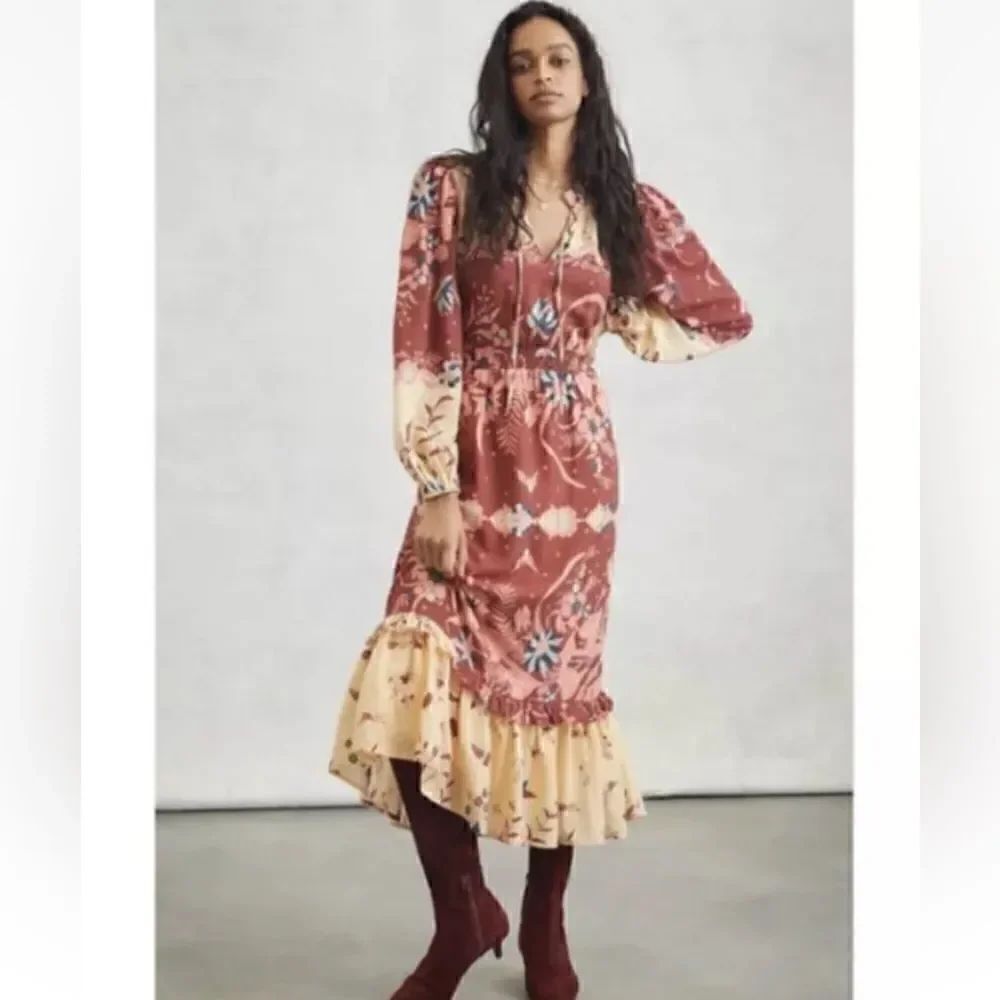 Anthropologie Othilia Carmela Maxi Dress Boho Festival Prairie Women’s SIZE XS